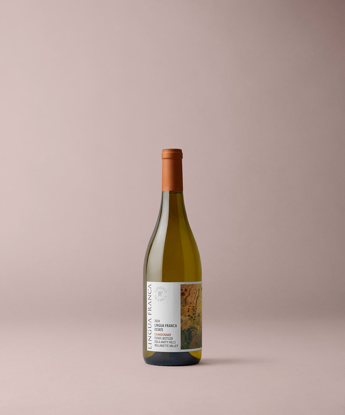 A bottle of Lingua Franca Estate Chardonnay