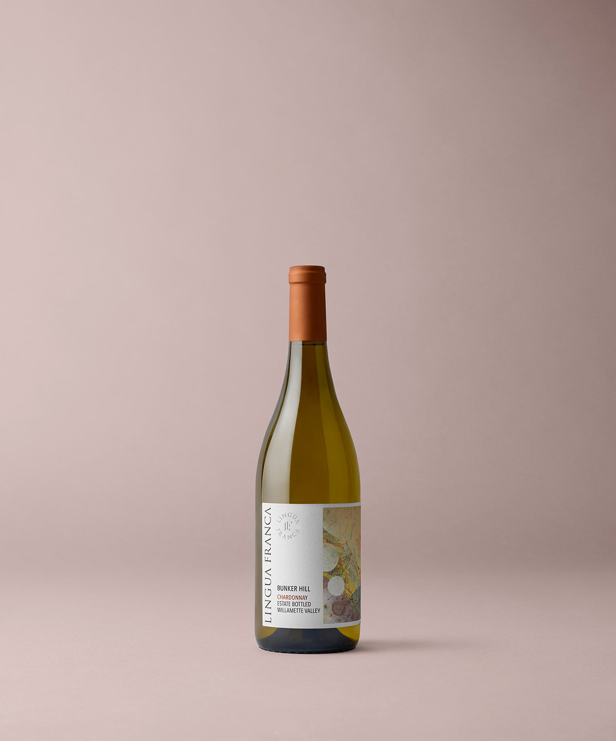 A bottle of Lingua Franca Bunker Hill Chardonnay